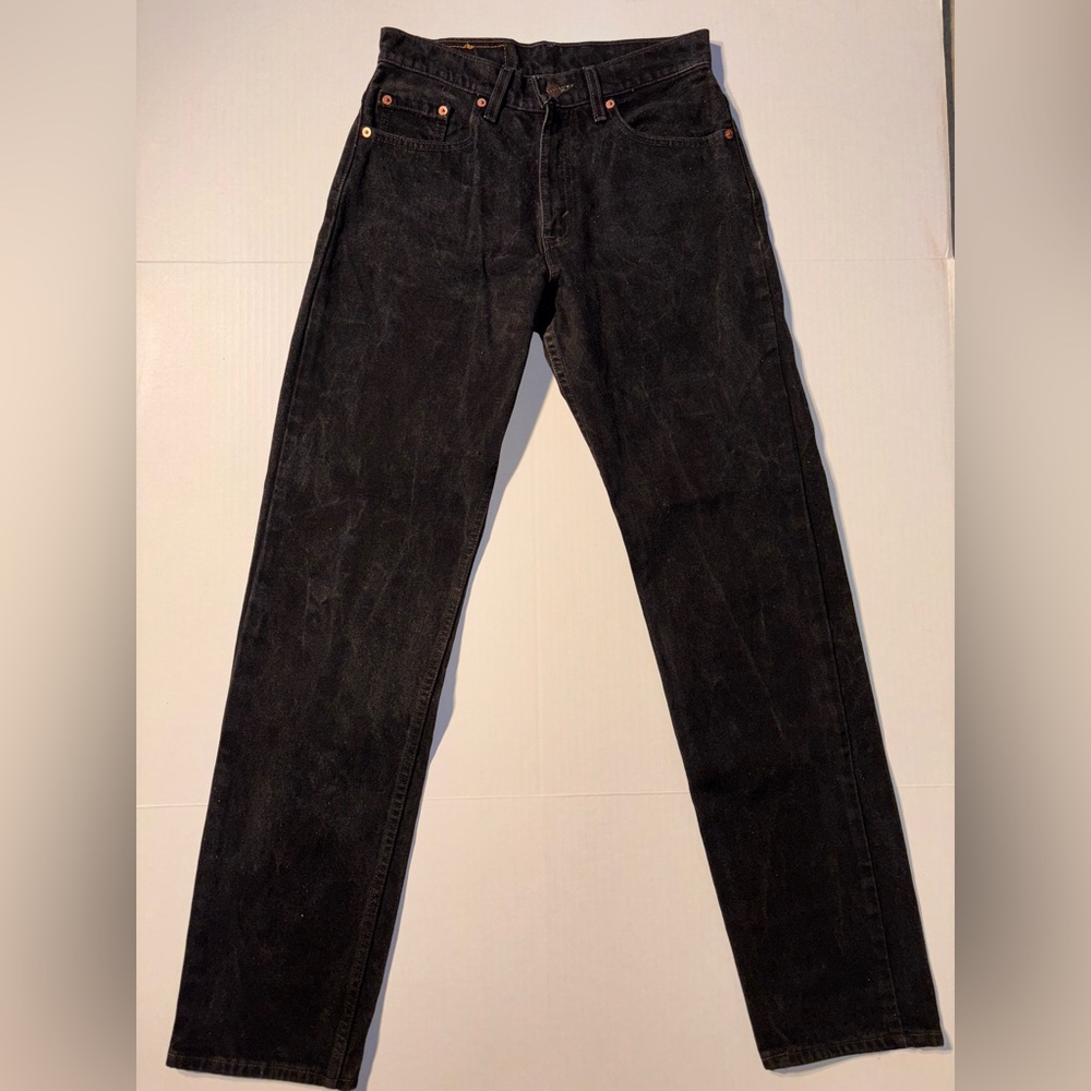Vtg Levi’s 555 Men’s Straight Leg Black Denim Jeans 90’s USA 7 Long